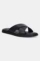 Δερμάτινες παντόφλες Calvin Klein CRISS CROSS SANDAL μαύρο HM0HM01737