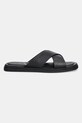 Δερμάτινες παντόφλες Calvin Klein CRISS CROSS SANDAL HM0HM01737 μαύρο SS25