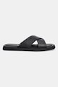 Calvin Klein papuci de piele CRISS CROSS SANDAL HM0HM01737 negru SS25
