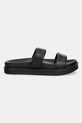 Παντόφλες Calvin Klein Jeans FLAT MOLDED DOUBLEBAR SANDAL LTH YM0YM01226 μαύρο SS25