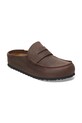 Birkenstock klapki skórzane Naples Wrapped LEOI 1029617 brązowy SS25