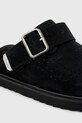 AllSaints klapki zamszowe Randal Mule czarny M003FC.BLK