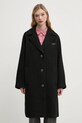 Tommy Jeans płaszcz z domieszką wełny bez kaptura czarny DW0DW20166