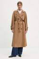 Шерстяное пальто Tommy Hilfiger без подкладки коричневый WW0WW45919