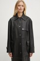 BOSS palton de piele negru 50531308