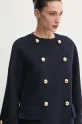 Luisa Spagnoli cappotto in lana blu navy 541721