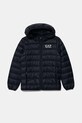Дитяча пухова куртка EA7 Emporio Armani з капюшоном темно-синій 7B000035.AF12477
