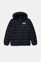 Дитяча пухова куртка EA7 Emporio Armani з капюшоном темно-синій 7B000035.AF12477