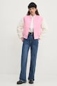 Tommy Jeans jachetă bomber din amestec de lână DW0DW19320 roz SS25
