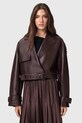 Usnjena jakna AllSaints OPHELIA Oversize bordo W045LB