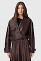 AllSaints geacă de piele OPHELIA necaptusit burgundia W045LB