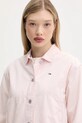 Tommy Jeans jachetă de bumbac roz DW0DW20230