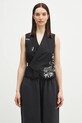 Kenzo kamizelka wełniana aplikacja czarny FF52GI0109RA.99