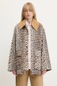 Яке GANNI Printed Canvas Midi кафяв W0391