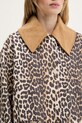Μπουφάν GANNI Printed Canvas Midi W0391 καφέ