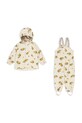 Konges Sløjd salopetă si jachetă pentru copii RAINY PALME SET KS102311 bej SS25