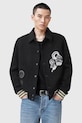 AllSaints jacheta bomber din lana AMBAUM cu captuseala negru M008OC