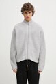 MKI MIYUKI ZOKU cardigan din amestec de lana Chuky Rib Knit Track Jacket uni gri CHUKY.RIB.KNIT.TRACK.GR