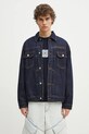 Джинсовая куртка Billionaire Boys Club Script Logo Denim Jacket без капюшона тёмно-синий B25107
