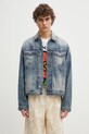 Kenzo kurtka jeansowa bez kaptura niebieski FF55DV3026I7.DS