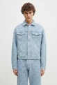 Kenzo kurtka jeansowa bez kaptura niebieski FF55DV3026J4.DB