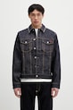 Rifľová bunda Evisu Classic Raw Denim bez kapucne tmavomodrá 2ESHTM5DJ1042