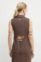 Odzież Patrizia Pepe kamizelka z domieszką lnu 2S1530.A052 brązowy