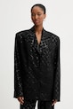 Rotate marynarka z domieszką wełny Oversized Sequins Blazer z podszewką czarny 113325100