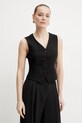 Weekend Max Mara vestă cu amestec de in cu captuseala negru 2515151012600