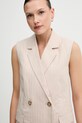 Γιλέκο με λινό μείγμα United Colors of Benetton μπεζ 29KBDJ00W