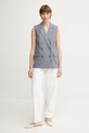 United Colors of Benetton kamizelka z domieszką lnu 29KBDJ00W niebieski SS25