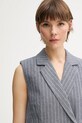 United Colors of Benetton vestă cu amestec de in albastru 29KBDJ00W