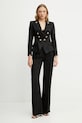 Λινό πανωφόρι Elisabetta Franchi GI16252E2 μαύρο SS25