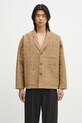 Kenzo marynarka z domieszką lnu tkanina zielony FF55VE2329JH.10