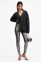 Kožené legíny AllSaints CORA pletenina stříbrná W058TB