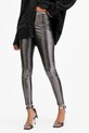 Kožené legíny AllSaints CORA W058TB stříbrná SS25