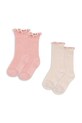Дитячі шкарпетки Konges Sløjd 2 PACK RIB FRILL SOCKS 2-pack довгі шкарпетки рожевий KS103290
