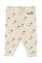 Tinycottons legginsy niemowlęce DUCKS BABY RIB PANT z elastanem beżowy SS25.360