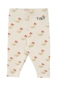 Tinycottons legginsy niemowlęce DUCKS BABY RIB PANT z elastanem beżowy SS25.360