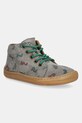 Detské semišové poltopánky Froddo BAREFOOT FIRST STEP LACES Planet friendly sivá G2130325.B.25.27