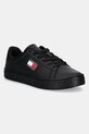 Kožené sneakers boty Tommy Jeans TJW LOGO SNEAKER ESS plochá černá EN0EN02703