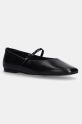 Calvin Klein balerini de piele MARY JANE BALLERINA - LTH negru HW0HW02307