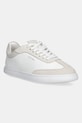 Calvin Klein sneakers din piele CUPSOLE LACE UP - LTH SUE MIX plată alb HW0HW02435