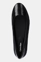 Calvin Klein bőr balerina cipő ROUND BALLERINA fekete HW0HW02449