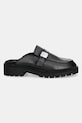 Kožené šľapky Calvin Klein Jeans FLATFORM SLIPON MG LTH YW0YW01655 čierna SS25