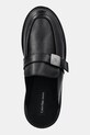 Kožené šľapky Calvin Klein Jeans FLATFORM SLIPON MG LTH čierna YW0YW01655