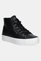 Kožené tenisky Calvin Klein Jeans BOLD VULC FLATF MID LTH IN platforma čierna YW0YW01634