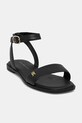 Tommy Hilfiger bőr szandál ANKLE STRAP LEATHER SANDAL nappa bőr fekete FW0FW08422
