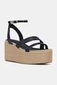Tommy Hilfiger bőr szandál ANKLE STRAP LEATHER PLATFORM koturnus sötétkék FW0FW08497