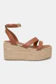 Tommy Hilfiger sandale de piele ANKLE STRAP LEATHER PLATFORM FW0FW08497 maro SS25